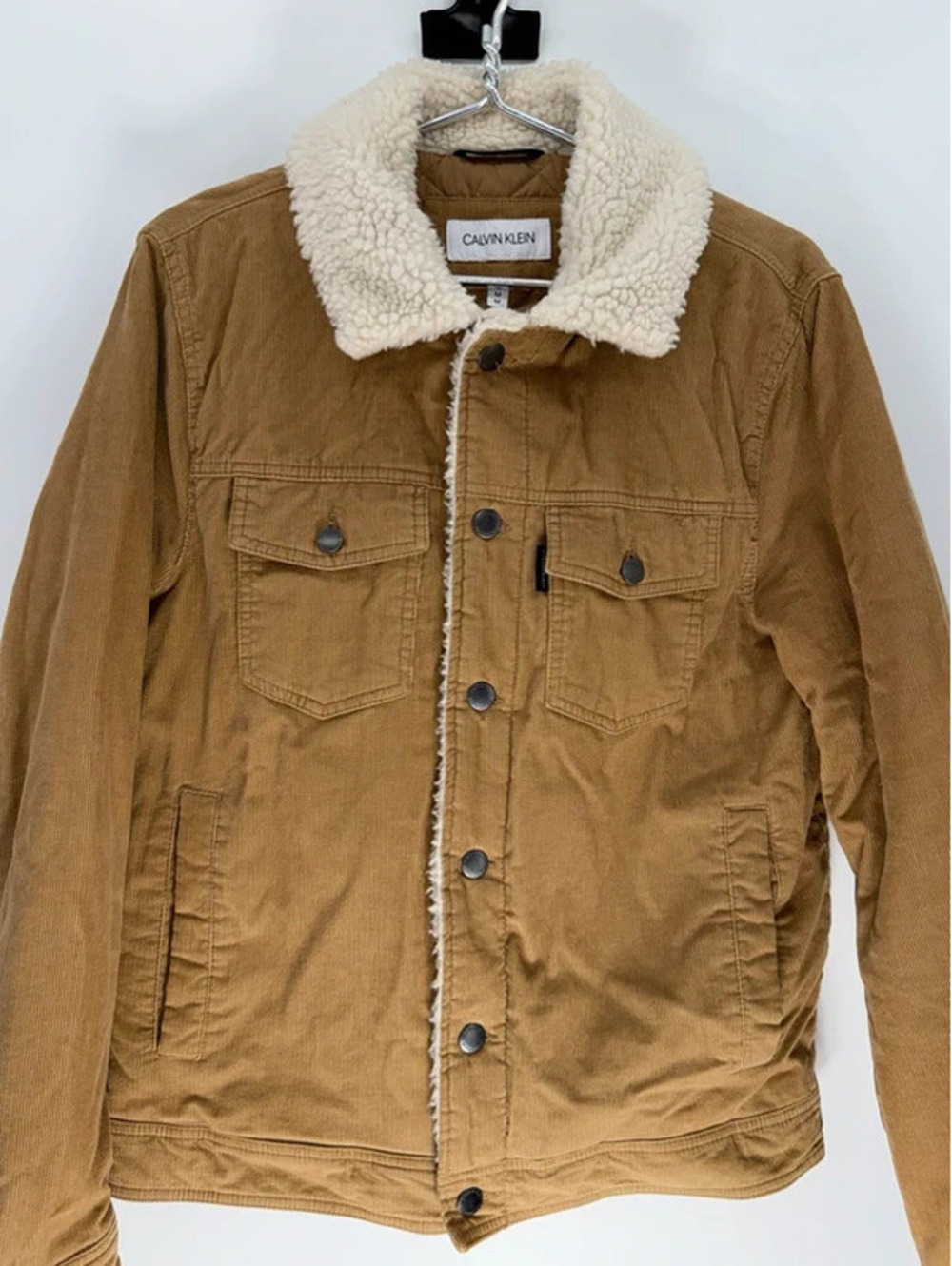 Calvin Klein Men's Brown Corduroy Sherpa Lined Jacket Medium